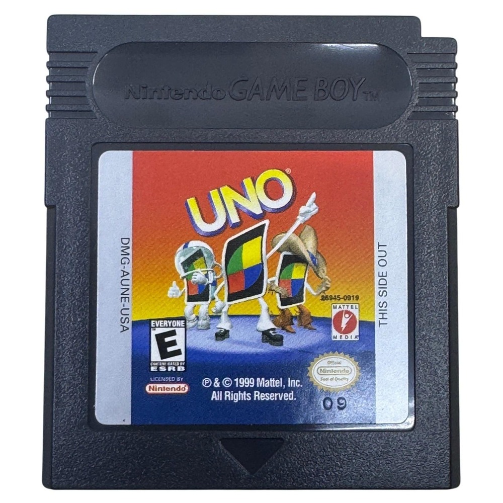 Uno Nintendo Game Boy 1999 Mattel Media Card Game Cartridge DMG-AUNE-USA